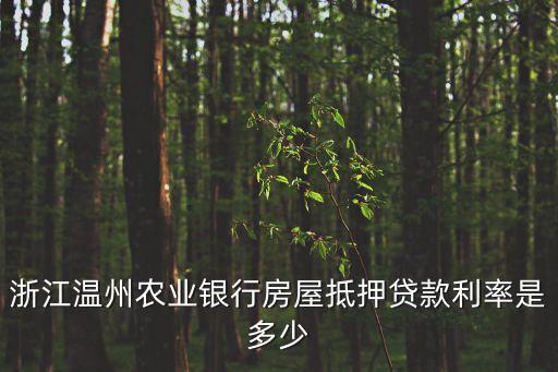 浙江溫州農(nóng)業(yè)銀行房屋抵押貸款利率是多少