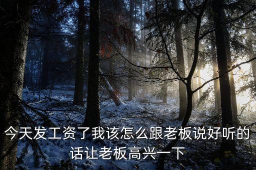 今天發(fā)工資了我該怎么跟老板說好聽的話讓老板高興一下