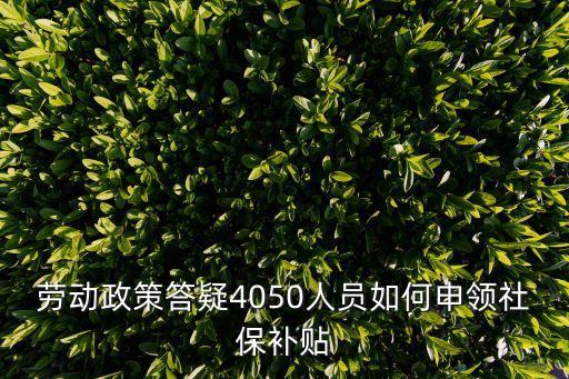 勞動(dòng)政策答疑4050人員如何申領(lǐng)社保補(bǔ)貼