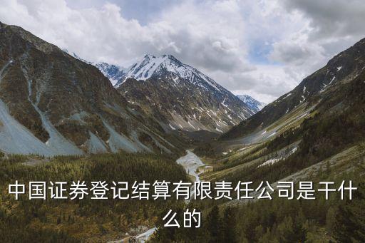 證券登記結(jié)算公司，什么是中國證券登記結(jié)算有限責(zé)任公司