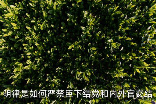 明律，明律是如何嚴(yán)禁臣下結(jié)黨和內(nèi)外官交結(jié)
