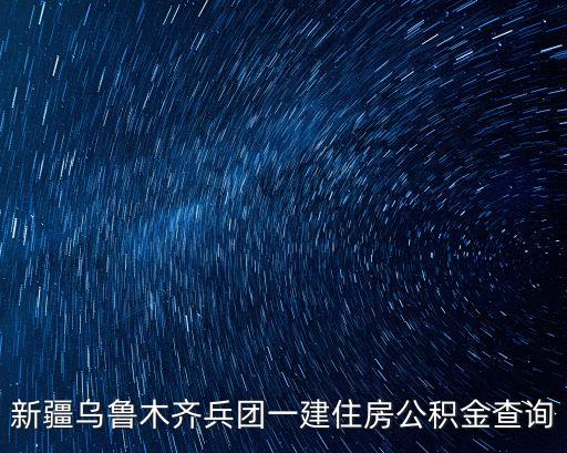 新疆烏魯木齊兵團一建住房公積金查詢