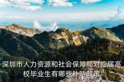 深圳市人力資源和社會保障局對應屆高校畢業(yè)生有哪些補貼政策