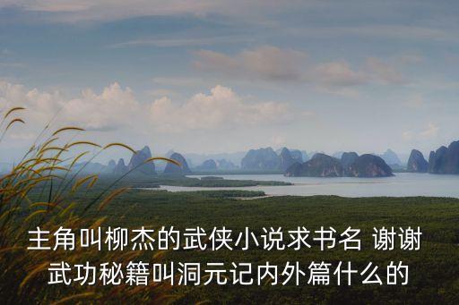 柳杰，陳青云的小說里哪本小說的主角叫柳杰