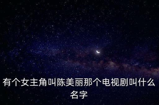 有個女主角叫陳美麗那個電視劇叫什么名字