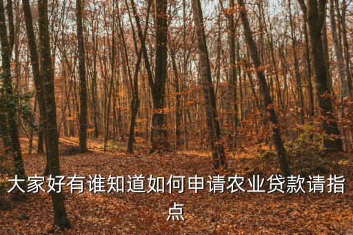 大家好有誰(shuí)知道如何申請(qǐng)農(nóng)業(yè)貸款請(qǐng)指點(diǎn)