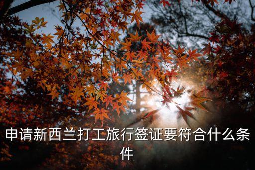 新西蘭打工簽證，申請新西蘭打工旅行簽證要符合什么條件