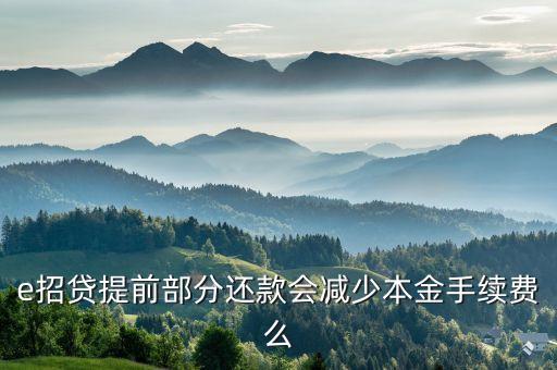 e招貸提前部分還款會(huì)減少本金手續(xù)費(fèi)么