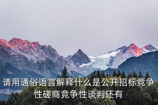 請(qǐng)用通俗語言解釋什么是公開招標(biāo)競(jìng)爭(zhēng)性磋商競(jìng)爭(zhēng)性談判還有