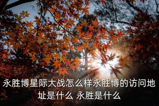 永勝博星際大戰(zhàn)怎么樣永勝博的訪問地址是什么 永勝是什么