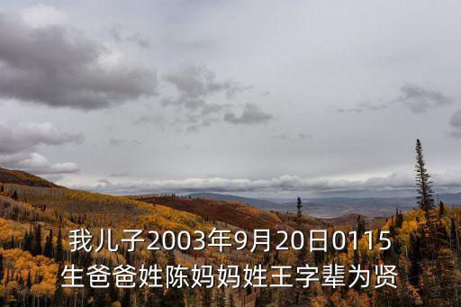陳賢良，我兒子2003年9月20日0115生爸爸姓陳媽媽姓王字輩為賢
