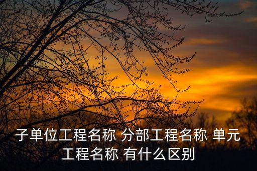 子單位工程名稱 分部工程名稱 單元工程名稱 有什么區(qū)別