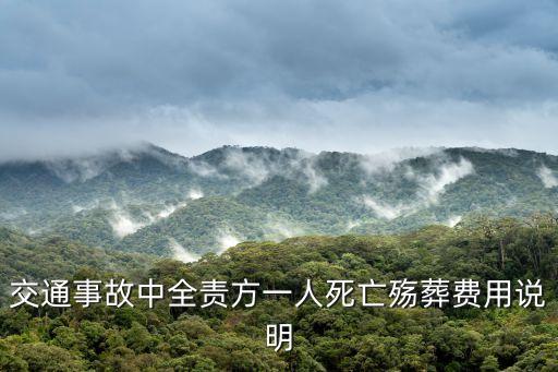 殤葬，交通事故中全責(zé)方一人死亡殤葬費(fèi)用說(shuō)明