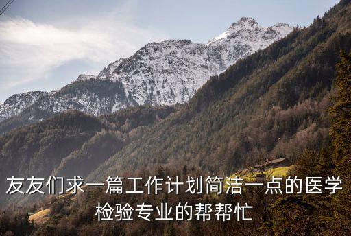 友友們求一篇工作計劃簡潔一點的醫(yī)學檢驗專業(yè)的幫幫忙
