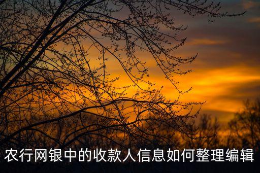 農(nóng)行網(wǎng)銀中的收款人信息如何整理編輯