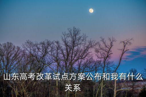 山東高考改革試點(diǎn)方案公布和我有什么關(guān)系