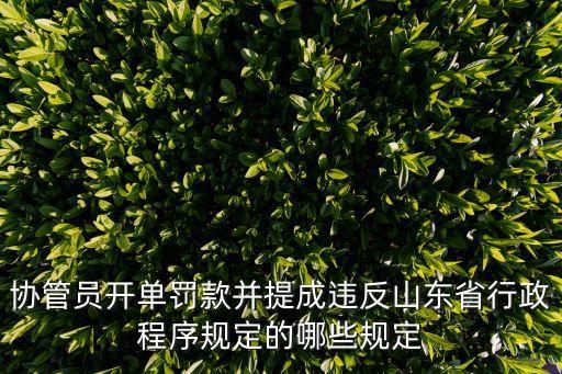 協(xié)管員開單罰款并提成違反山東省行政程序規(guī)定的哪些規(guī)定