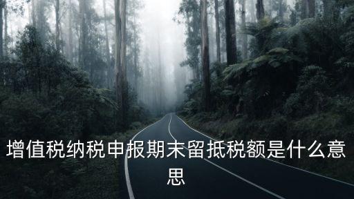 增值稅納稅申報期末留抵稅額是什么意思