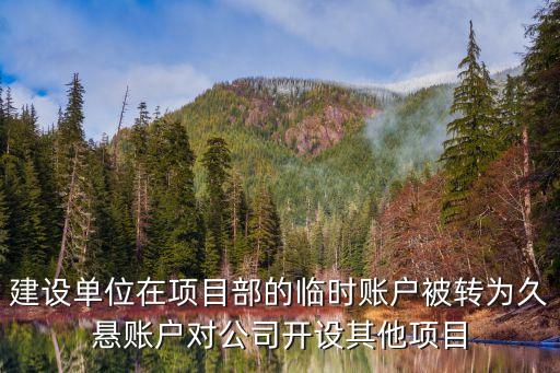 建設(shè)單位在項(xiàng)目部的臨時賬戶被轉(zhuǎn)為久懸賬戶對公司開設(shè)其他項(xiàng)目