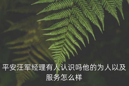 平安汪軍經(jīng)理有人認識嗎他的為人以及服務怎么樣