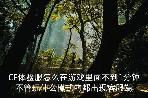 CF體驗服怎么在游戲里面不到1分鐘不管玩什么模式的都出現(xiàn)客服端
