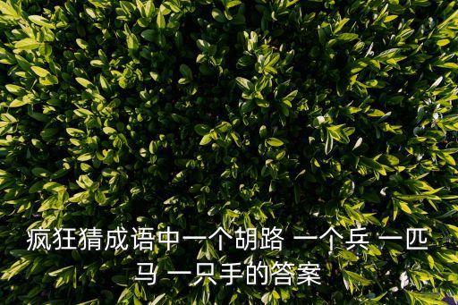 瘋狂猜成語(yǔ)中一個(gè)胡路 一個(gè)兵 一匹馬 一只手的答案