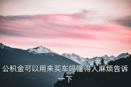 公積金買車能用嗎，住房公積金可否用于買車