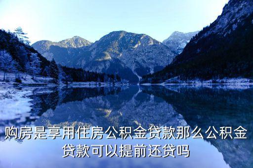 公積金貸款可以提前還款嗎，購房是享用住房公積金貸款那么公積金貸款可以提前還貸嗎