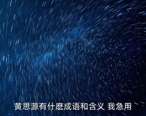 黃思源，黃思源有什麼成語和含義 我急用