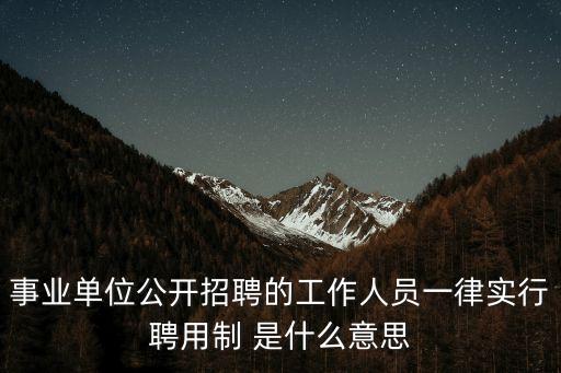 事業(yè)單位公開招聘的工作人員一律實行聘用制 是什么意思
