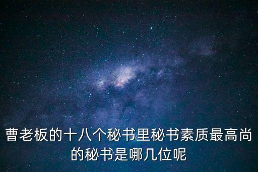 曹老板的十八個秘書里秘書素質(zhì)最高尚的秘書是哪幾位呢