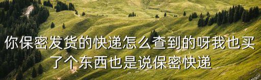 你保密發(fā)貨的快遞怎么查到的呀我也買了個東西也是說保密快遞