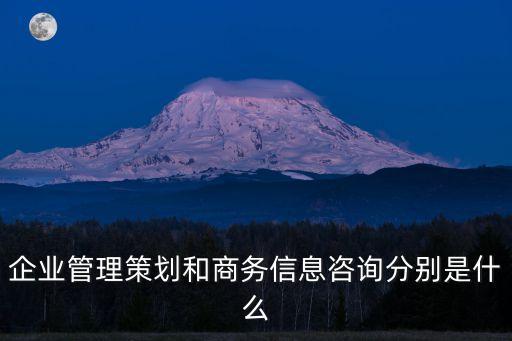 企業(yè)管理策劃和商務信息咨詢分別是什么