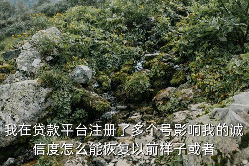 我在貸款平臺注冊了多個號影響我的誠信度怎么能恢復以前樣子或者