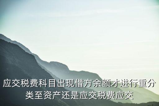 應(yīng)交稅費(fèi)科目出現(xiàn)借方余額才進(jìn)行重分類至資產(chǎn)還是應(yīng)交稅費(fèi)應(yīng)交