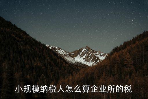 小規(guī)模納稅人怎么算企業(yè)所的稅