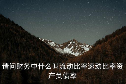 請(qǐng)問(wèn)財(cái)務(wù)中什么叫流動(dòng)比率速動(dòng)比率資產(chǎn)負(fù)債率