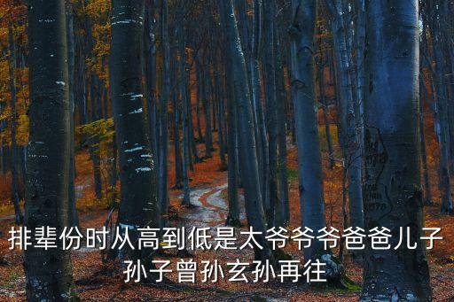 排輩份時(shí)從高到低是太爺爺爺爸爸兒子孫子曾孫玄孫再往