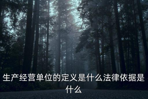 生產(chǎn)經(jīng)營單位的定義是什么法律依據(jù)是什么