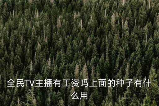 全民TV主播有工資嗎上面的種子有什么用