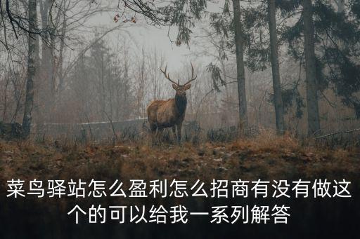 菜鳥驛站怎么盈利怎么招商有沒有做這個的可以給我一系列解答