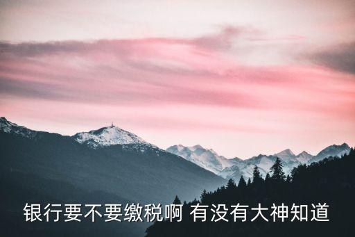 銀行要不要繳稅啊 有沒有大神知道