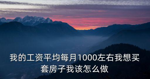 我的工資平均每月1000左右我想買套房子我該怎么做