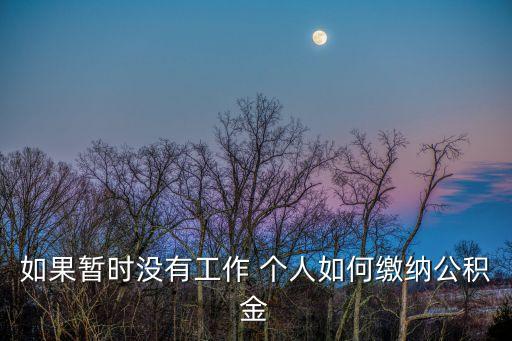 如果暫時沒有工作 個人如何繳納公積金
