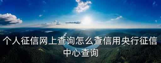 個(gè)人征信網(wǎng)上查詢怎么查信用央行征信中心查詢
