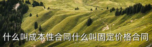 什么叫成本性合同什么叫固定價(jià)格合同