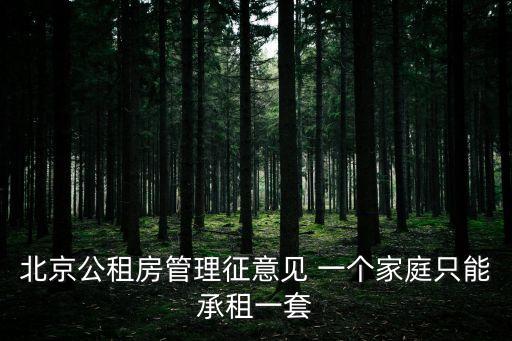 北京公租房管理征意見 一個家庭只能承租一套