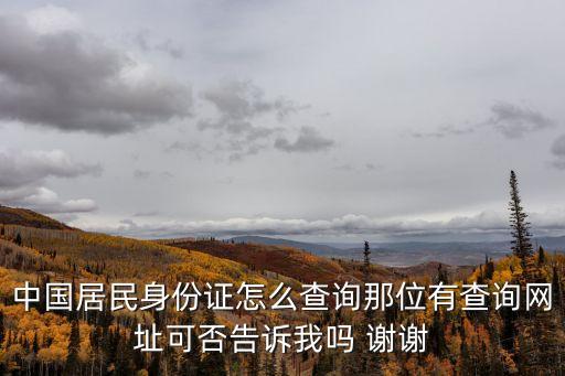 中國居民身份證怎么查詢那位有查詢網(wǎng)址可否告訴我嗎 謝謝