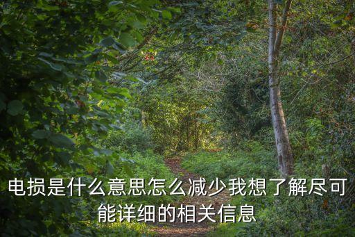 電損，電損是什么意思怎么減少我想了解盡可能詳細(xì)的相關(guān)信息