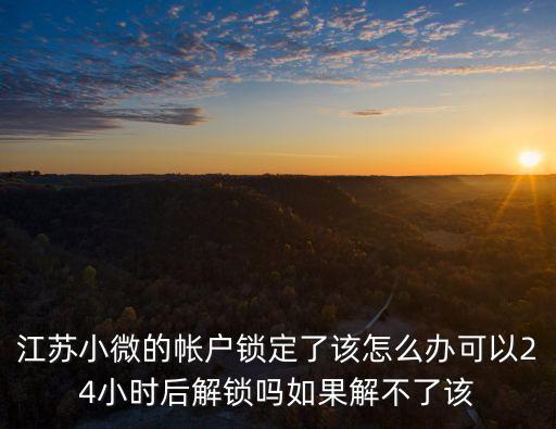 江蘇小微的帳戶鎖定了該怎么辦可以24小時后解鎖嗎如果解不了該